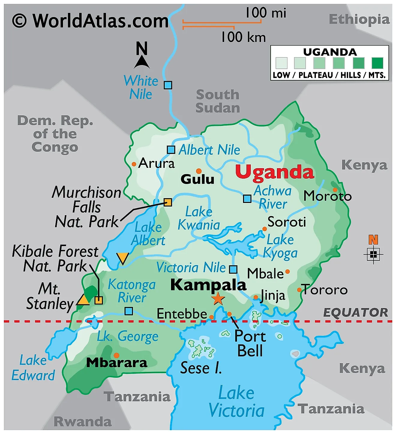 lakes in uganda map
